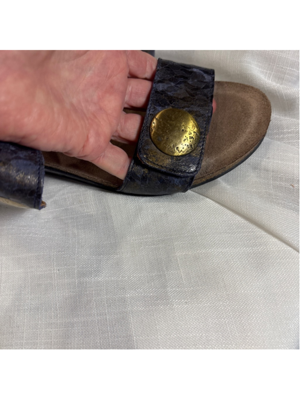 Carousel 3 Crazy Sexy Wedges sz 8-8.5 Dark Blue Bronze accents almost new! - Picture 7 of 11